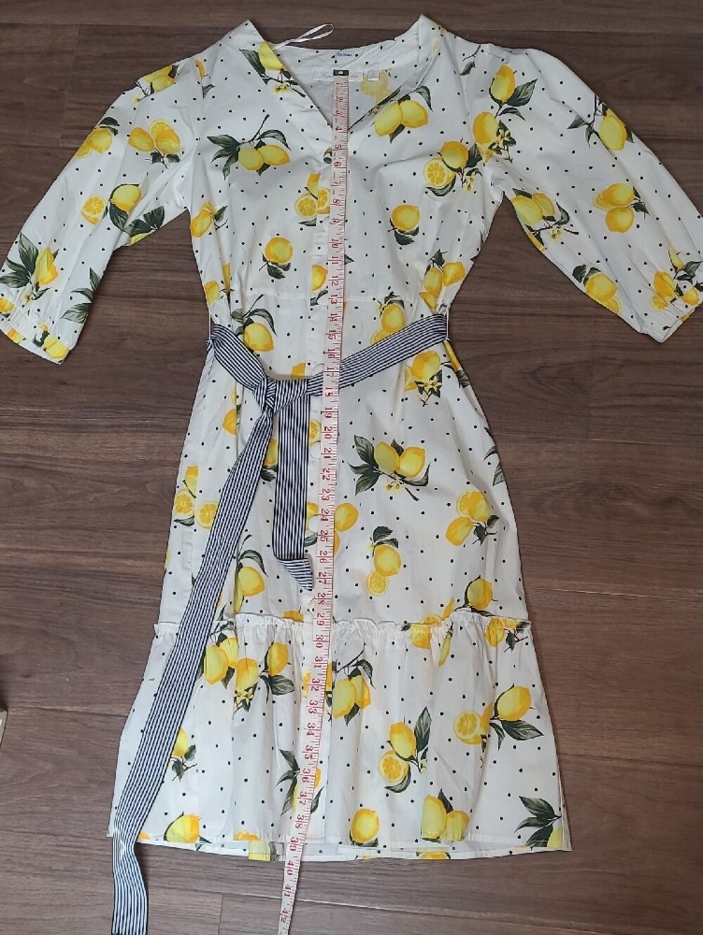 Lemon Print Midi Dress - White/Yellow - Picture 14 of 16